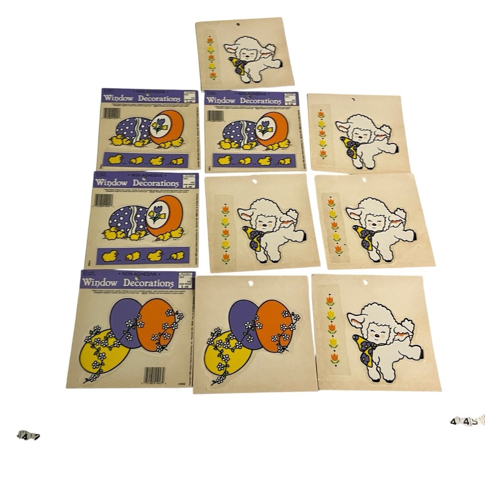 Vintage Window Cling Set Easter By Classic Clings Eggs Chicks Lamb Floral Spring